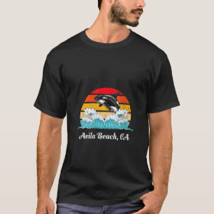 Womens Vintage Avila Beach CA Distressed Orca Kill T-Shirt