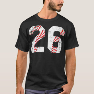 Womens Vintage Baseball 26 Jersey Number VNeck T-Shirt