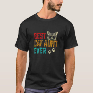 Womens Vintage Best Cat Aunt Ever Family Pet Kitte T-Shirt