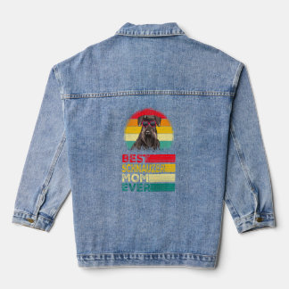 Womens Vintage Best Schnauzer Dad Ever Father's Da Denim Jacket