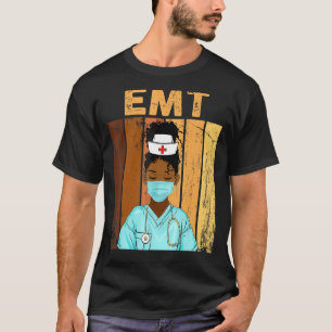 Womens Vintage Black Emt Pride Afro Black History  T-Shirt