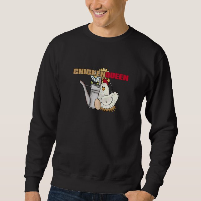 Womens Vintage chicken watering can chicken queen Sweatshirt (Front)