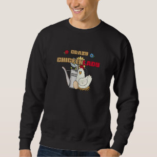 Womens Vintage Chicken Watering Can Crazy Chickenl Sweatshirt