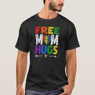 Womens Vintage Distressed Free Mum Hugs LGBT Pride T-Shirt
