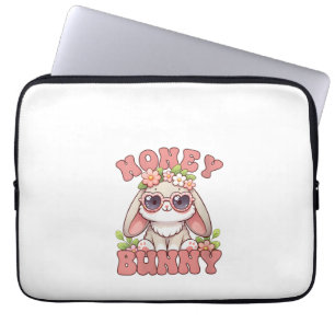 Womens Vintage Easter Honey Bunny Flowers Rabbit L Laptop Sleeve
