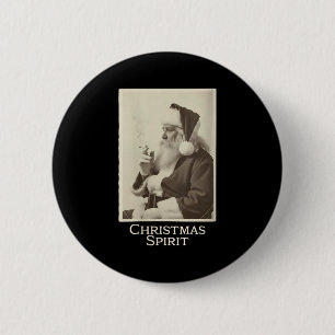Womens Vintage Funny Smoking Santa Claus Christmas 6 Cm Round Badge