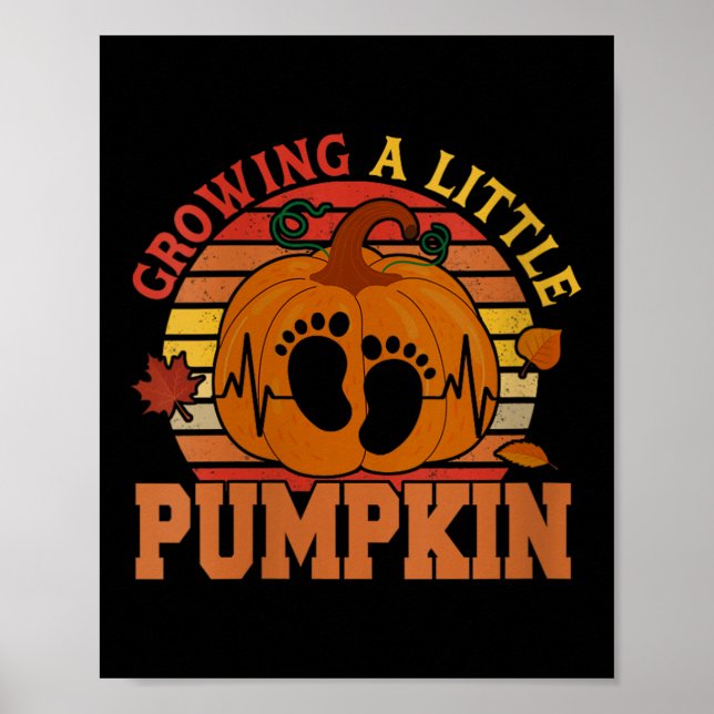 Womens Vintage Growing Little Thanksgiving Pumpkin Poster (Front)
