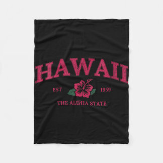 Women's vintage hawaii aloha state hibiscus flower fleece blanket