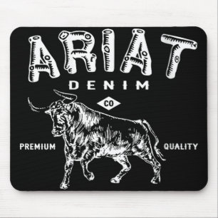 Womens Vintage Inspired Shirt, Ariat Denim Bull, W Mouse Pad