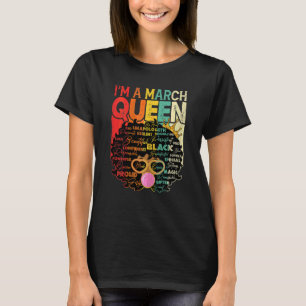 Womens Vintage Melanin Afro March Queen Black Hist T-Shirt