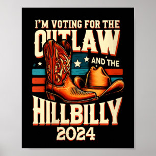 Womens Vintage Outlaw Hillbilly 2024 Us Election D Poster