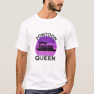 Womens Vintage Pontoon Queen Lake Pontooning Boat T-Shirt