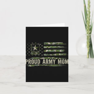 Womens Vintage Proud Army Mum Camo American Flag V Card