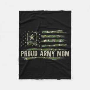 Womens Vintage Proud Army Mum Camo American Flag V Fleece Blanket