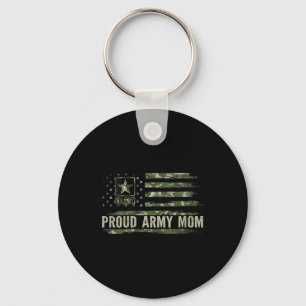 Womens Vintage Proud Army Mum Camo American Flag V Key Ring