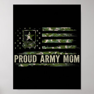 Womens Vintage Proud Army Mum Camo American Flag V Poster