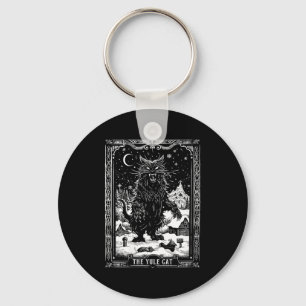Womens Vintage Retro The Yule Cat Tarot Card Dark Key Ring