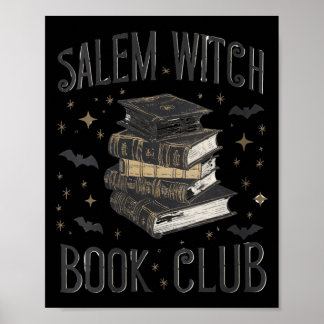 Womens Vintage Salem Book Club Black Cat Bookish Poster