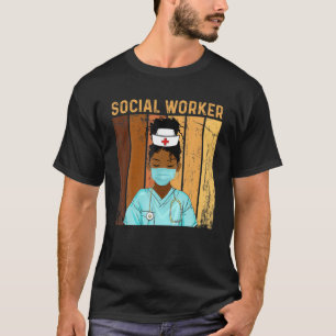 Womens Vintage Social Worker Pride Afro Black Hist T-Shirt