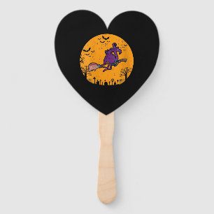 Womens Vintage Witch Flamingo Costume Halloween Hand Fan