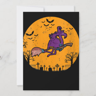Womens Vintage Witch Flamingo Costume Halloween Holiday Card