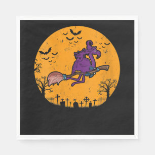 Womens Vintage Witch Flamingo Costume Halloween Napkin