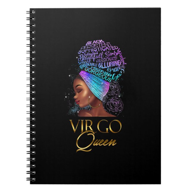 Womens Virgo Girl September August Queen Birthday Notebook (Front)
