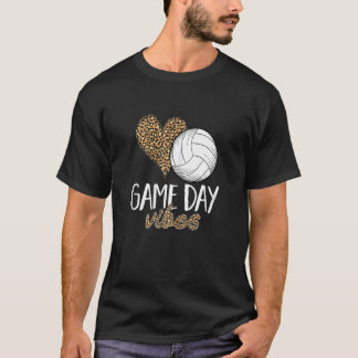 Womens Volleyball Game Day Vibes  Leopard Cheetah  T-Shirt