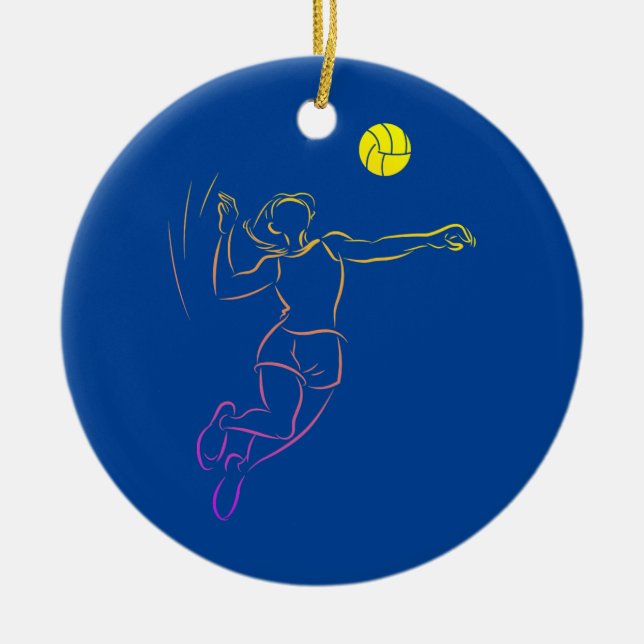 Womens Volleyball Lover Cute Dabbing Volleyball Ceramic Ornament (Front)