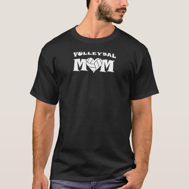 Womens Volleyball Mom with Heart Shaped Volleyball T-Shirt (Front)