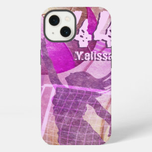 Women's Volleyball Player pink purple name number iPhone Case