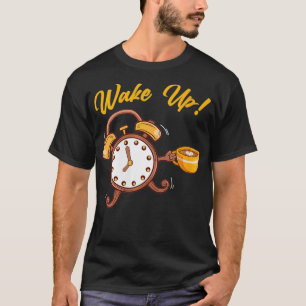 Womens Wake Up Alarm Clock Owl Nocturnal Caffeine T-Shirt