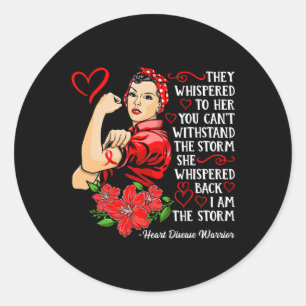 Womens Warrior I Wear Red To Fight Heart Disease A Classic Round Sticker