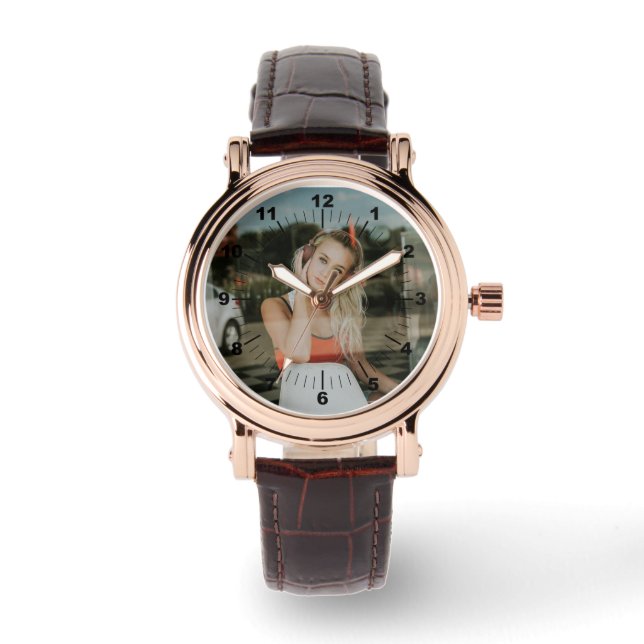 Women's Watch - Personalised Square Brown Leather (Front)