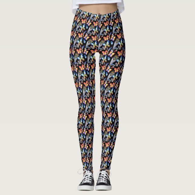 Women's Watercolor Butterfly Leggings (Front)