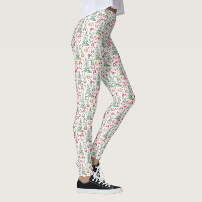  Women's Watercolor Christmas Gnomes Leggings  (Right)