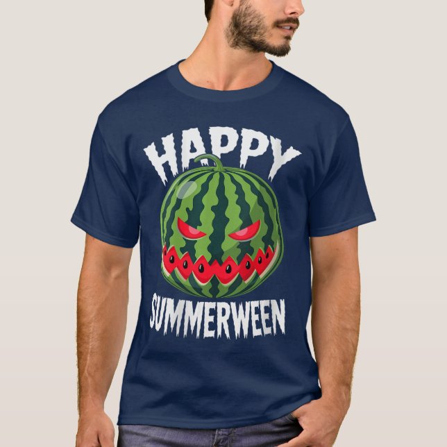 Womens Watermelon Jackolantern Summer Halloween Ha T-Shirt (Front)