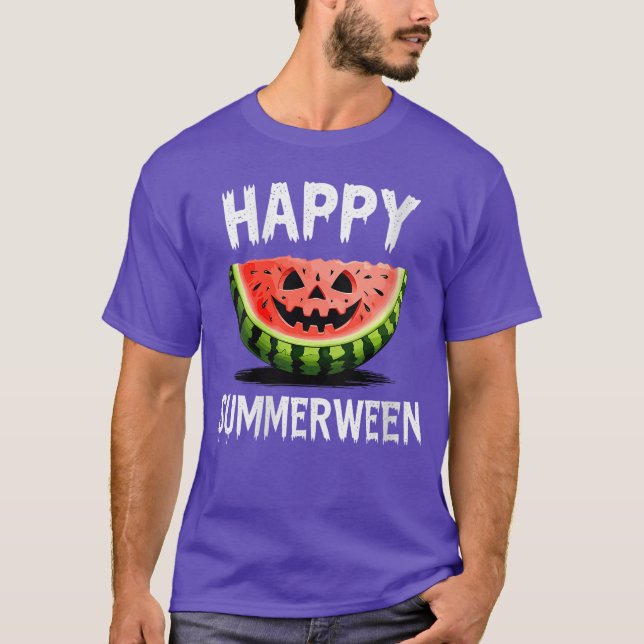 Womens Watermelon O Lantern Summer Halloween Happy T-Shirt (Front)