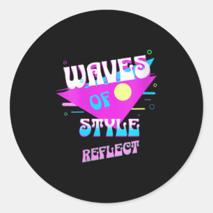 Womens Waves Of Style Reflect Retro Aesthetic Mood Classic Round Sticker