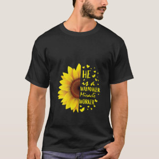 Womens Waymaker Miracle Worker Christian Sunflower T-Shirt