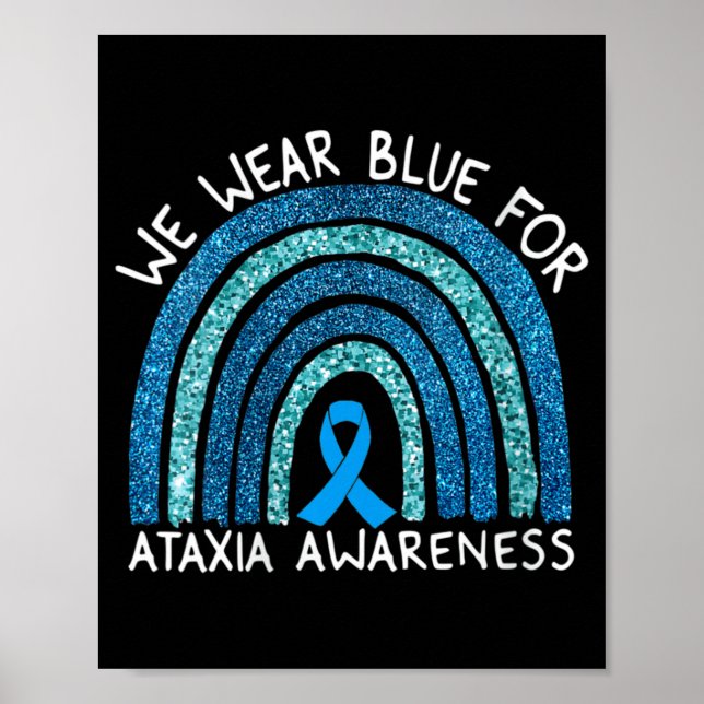 Womens We Wear Blue For Ataxia Awareness Rainbow G Poster (Front)