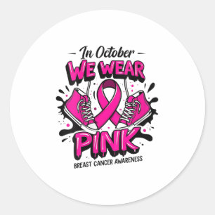Womens We Wear Nk Women Girl Sneakers Breast Cance Classic Round Sticker