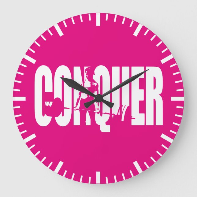 Women's Weightlifting Motivation - CONQUER Large Clock (Front)