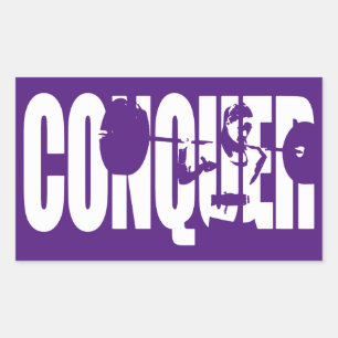 Women's Weightlifting Motivation - CONQUER Rectangular Sticker