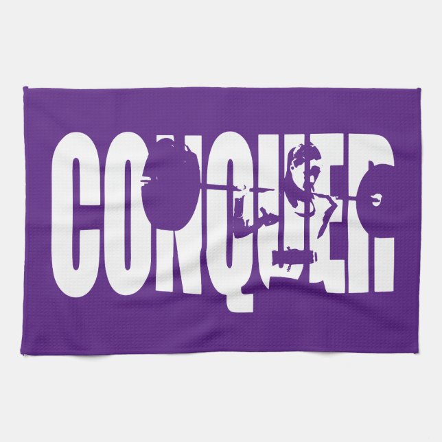 Women's Weightlifting Motivation - CONQUER Tea Towel (Horizontal)