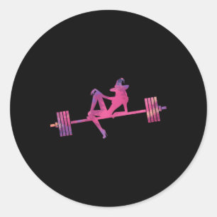 Womens Weightlifting Witch Halloween Gym Working O Classic Round Sticker