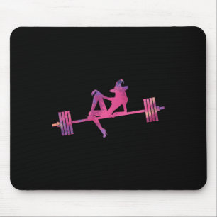 Womens Weightlifting Witch Halloween Gym Working O Mouse Pad