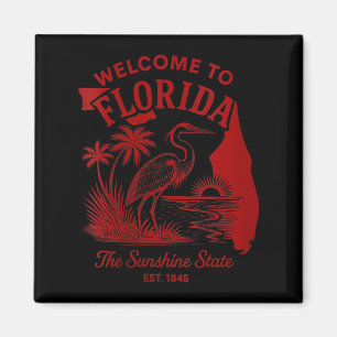 Womens Welcome to Florida Vintage Travel Art with Magnet