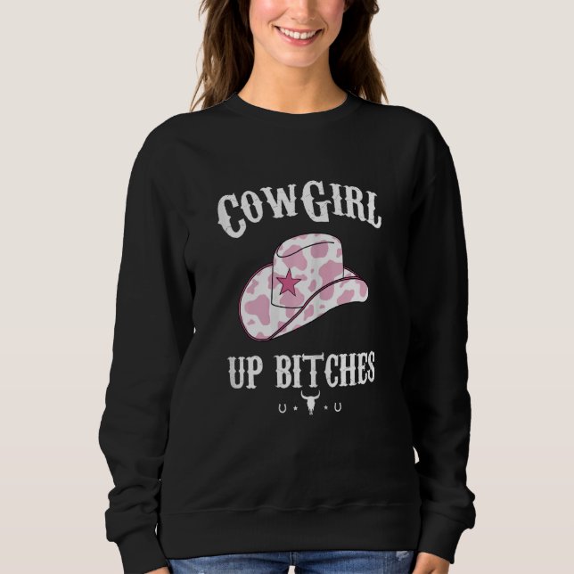 Womens Western Cowgirl Yeehaw Hippie Boho Cow Bull Sweatshirt (Front)