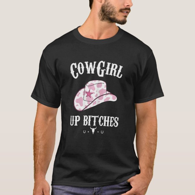 Womens Western Cowgirl Yeehaw Hippie Boho Cow Bull T-Shirt (Front)